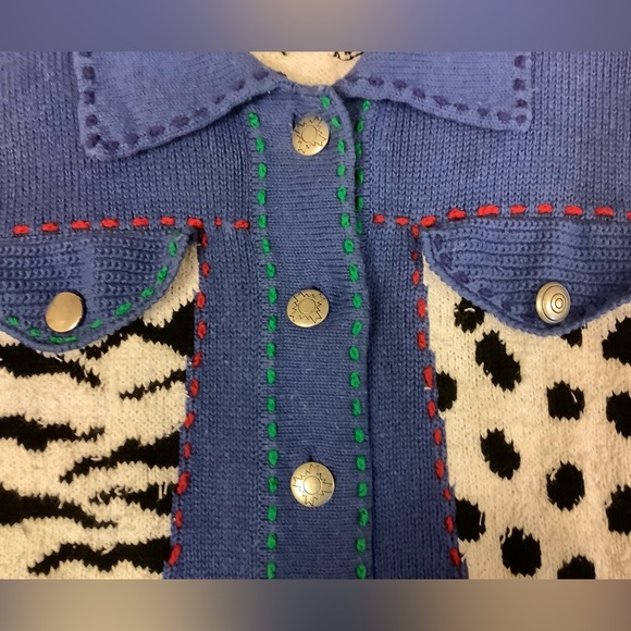 Vintage 90s Berek Colorful Knit cardigan,, jacket,sweater button-down - Picture 3 of 7